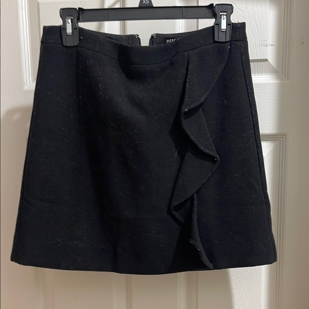 J. Crew Black Mini Skirt with Ruffle
